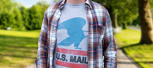 Person wearing a USPS tee shirt