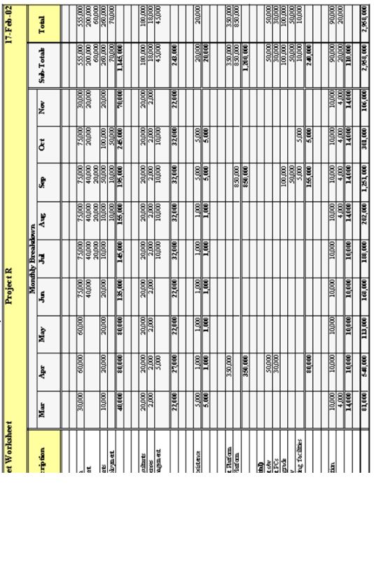 Figure 2.2 Budget Worksheet