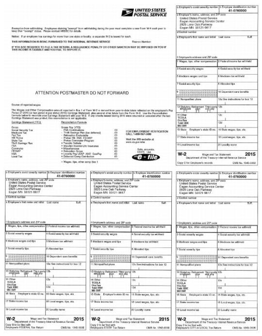 Form W-2, Wage and Tax Statement (page 1 of 2)