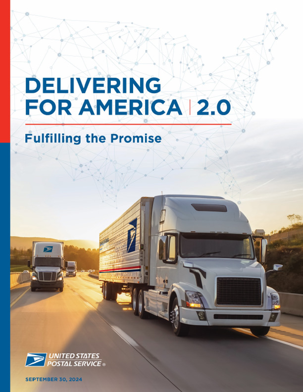 Thumbnail of the document cover showing two USPS branded semi-trucks driving on a highway